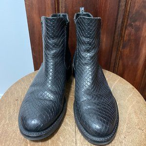 Ecco black faux-croc leather Chelsea boots